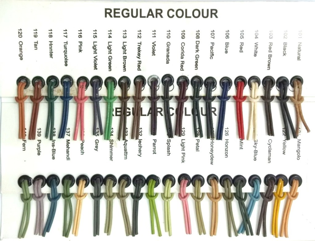 Leather strings colour chart - regular